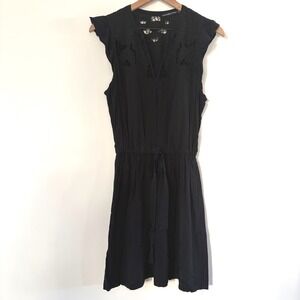 Abercrombie Fitch Black Lace Detail V Neck Tie Waist Flutter Slv Dress S‎ Resort